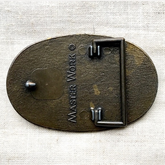 Vintage brass anemone flowers belt buckle - Picture 3 of 4